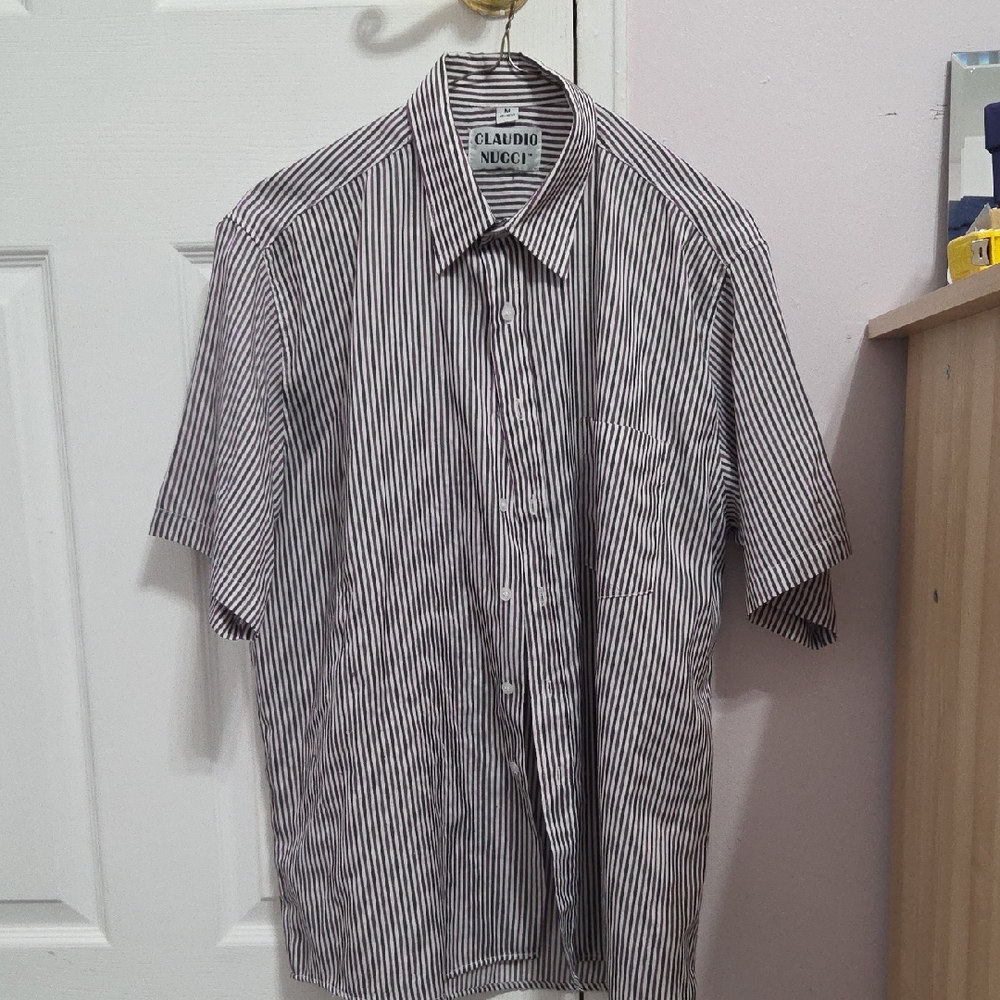 Black and White Striped Men's Shirt